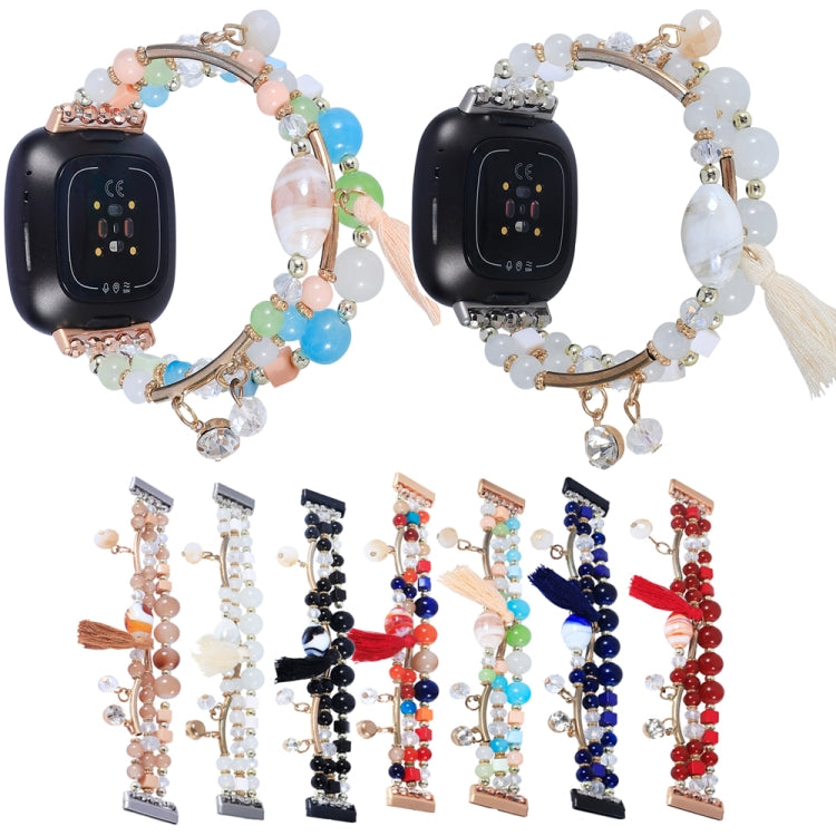 Round Bead Chain Watch Band, For Fitbit Charge 5, For Fitbit Versa 3 / Sense