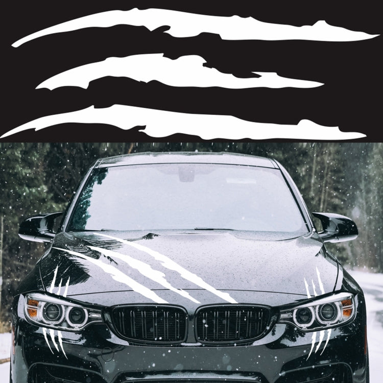 Claw scratch pattern car sticker, white claw scratches on dark hood