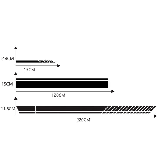 Black stripe decal design with size diagram (120cm x 220cm), D-936