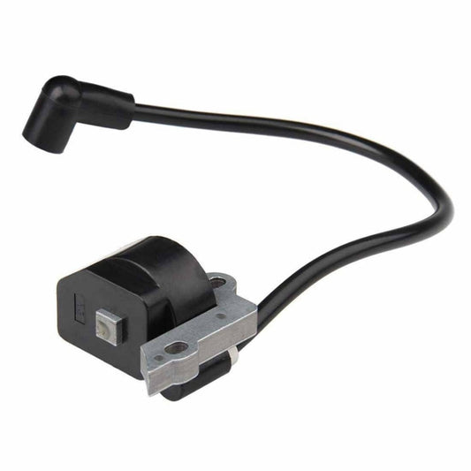 Black ignition coil module with spark plug boot and mounting bracket, with lead wire