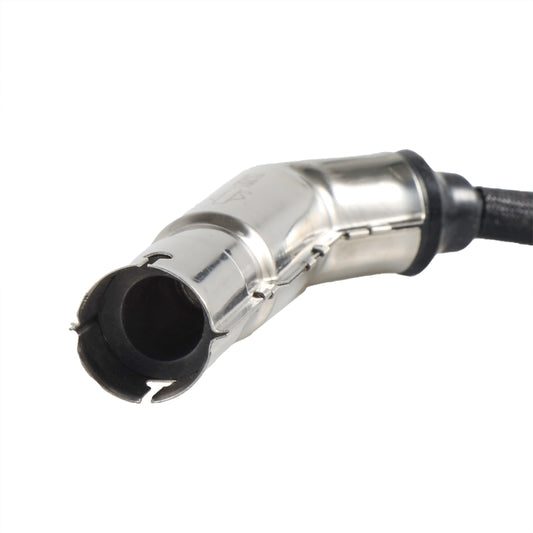 High pressure ignition coil with silver metal body and black rubber spark boot