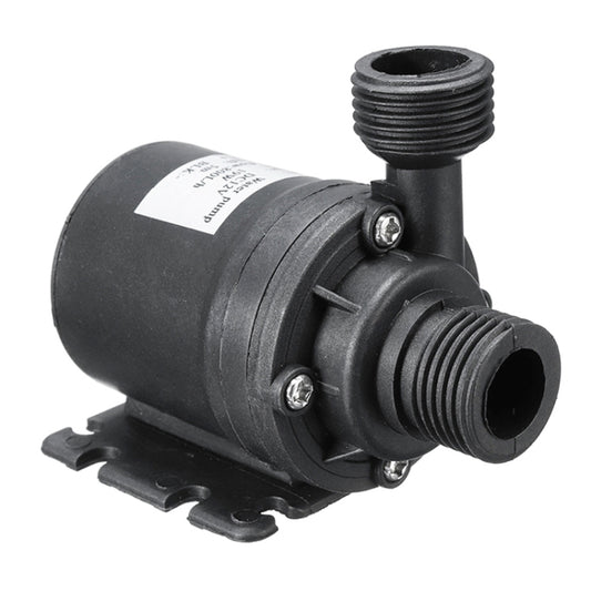 Black brushless submersible pump with inlet/outlet threaded ports and mounting base