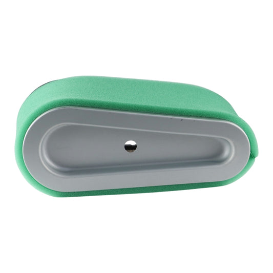Air filter cleaner replacement with green foam outer and gray end cap with center hole.