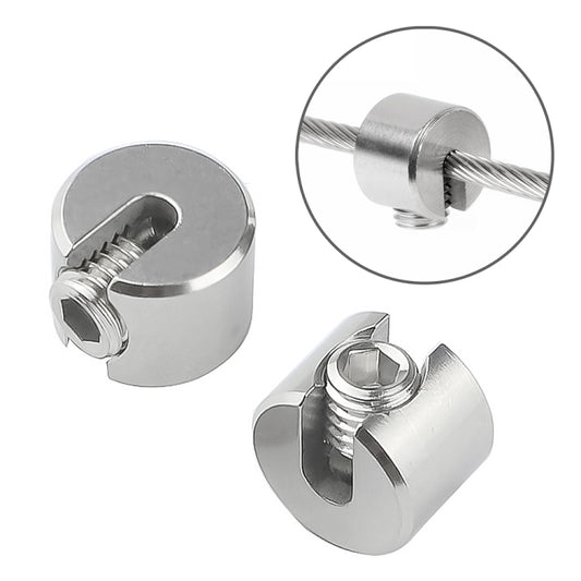 Stainless steel wire rope fixed clip with hex bolt, gripping cable loop
