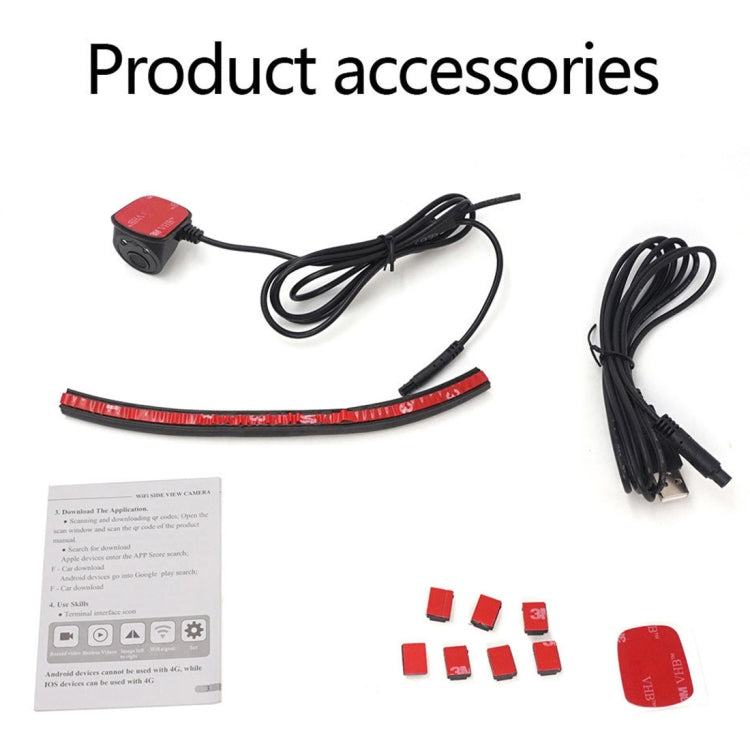 Car camera accessories kit: dome unit, cables, mounting pads and instruction card