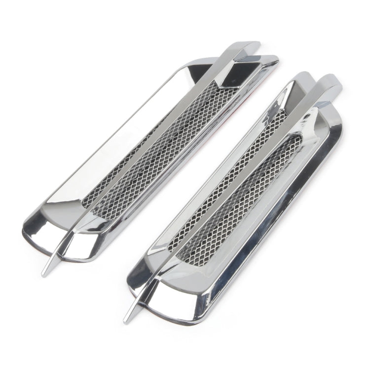 Silver mirror hood air intake decorative stickers with chrome frames and mesh vents