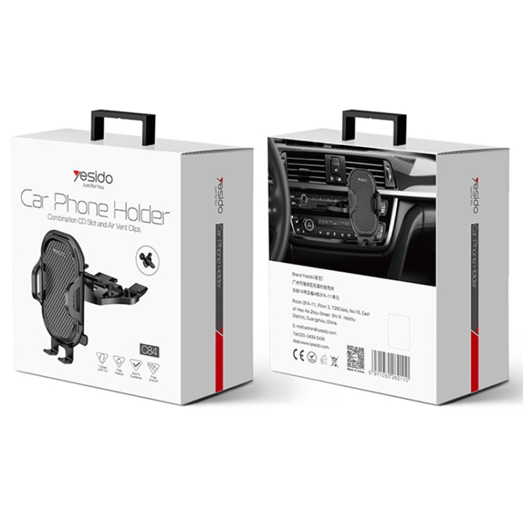 Yesido C84 car phone holder retail box, front and back packaging views