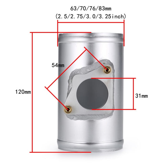 Intake sensor flange base with size diagram showing key dimensions in mm