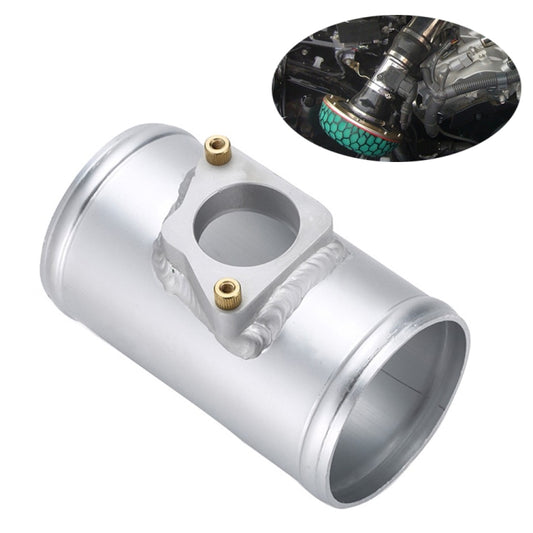 Silver aluminum intake sensor flange base with two brass mounting studs and circular ports