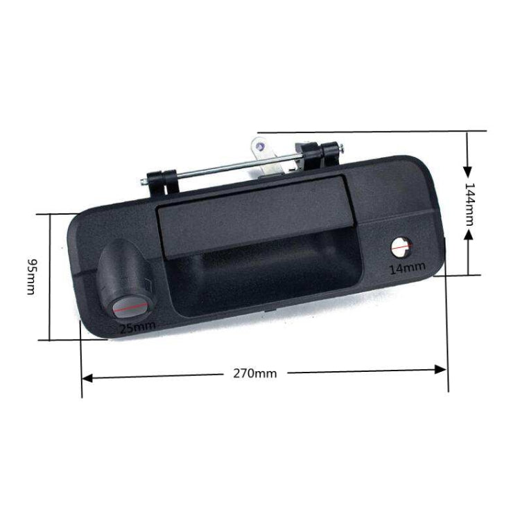Car tailgate handle with size diagram showing 270mm overall length