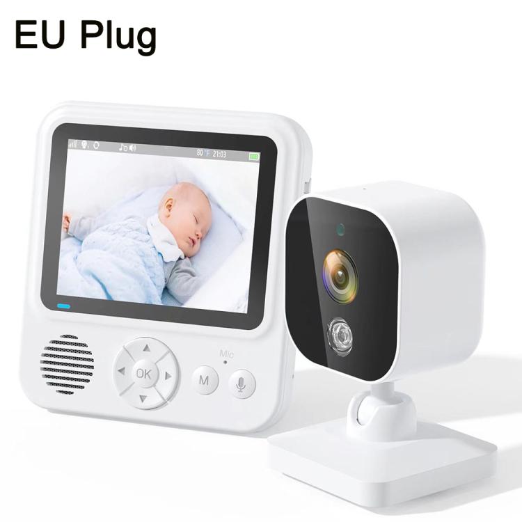 Wireless baby video monitor set with white parent unit and night-vision baby camera
