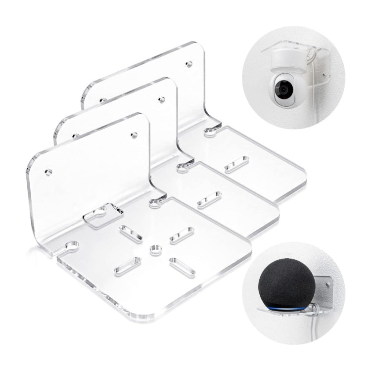 Transparent acrylic wall-mount shelf with camera mount and foam accessory