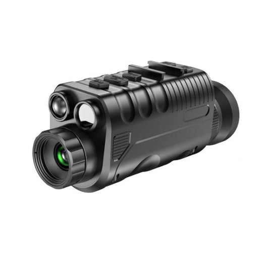 Outdoor 4K OLED round-screen night vision monocular in black, dual-lens front view.