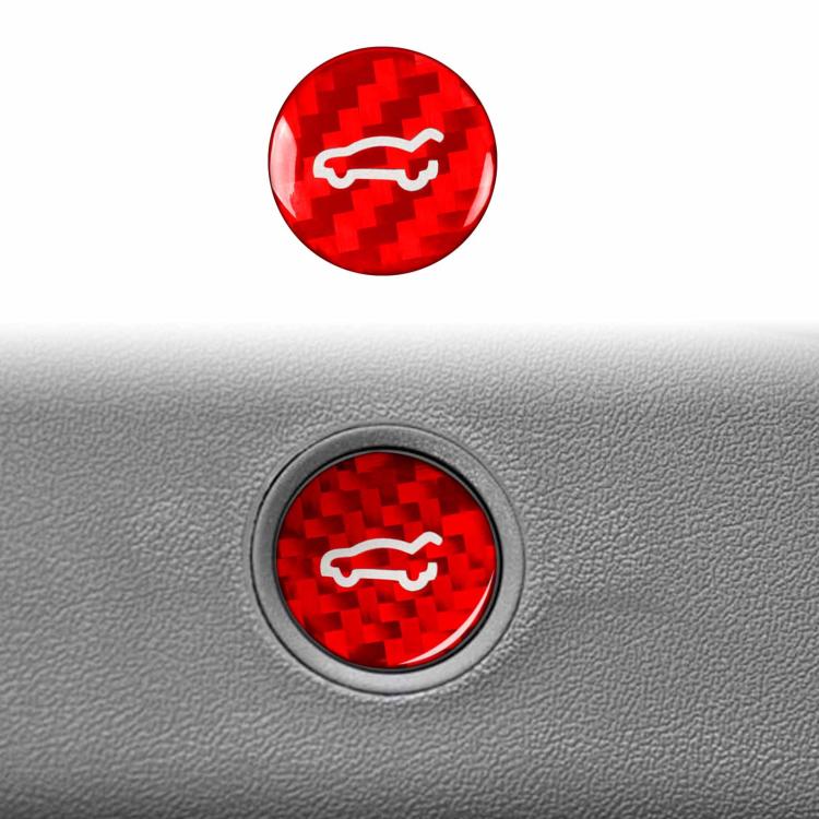 Tesla trunk button carbon-fiber decorative sticker, red carbon pattern with white emblem