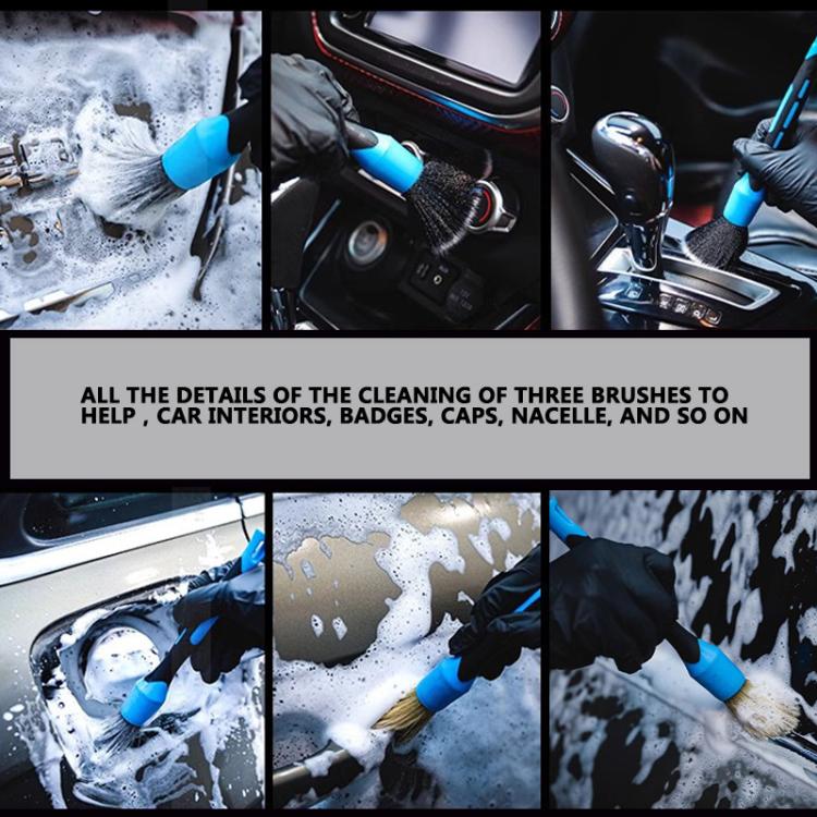 Car cleaning brushes with foam for scrubbing small interior and exterior areas