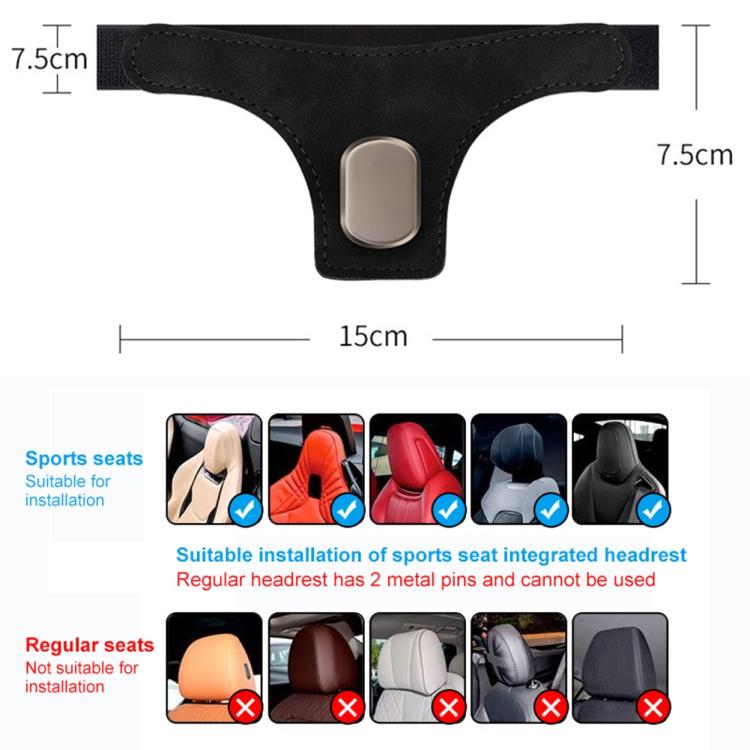 Black car seat hanger hook with metal center pin, 7.5 cm by 15 cm