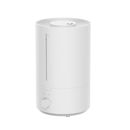 White cylindrical humidifier with side control knob and vertical steam outlet