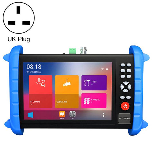 IP camera and network coaxial tester with UK plug, blue protective handle grips