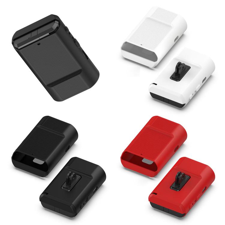 Silicone headlight recorder protective case for cycling, black/white/red with mounting cutout