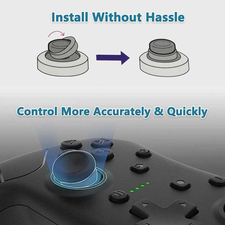 Game controller joystick with sponge aiming ring and control indicators