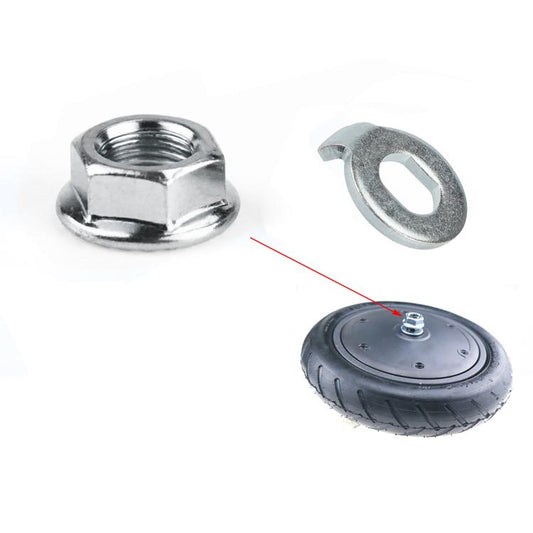 Electric scooter motor screw washer and hex nut set, silver metal