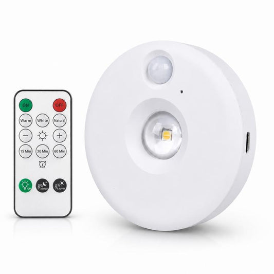 White cat-eye night light with built-in sensor and remote control