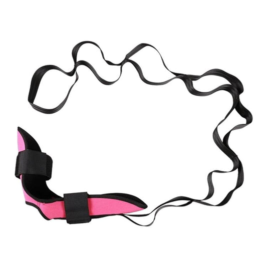 Pink and black elastic ankle stretching band set with hook-and-loop straps