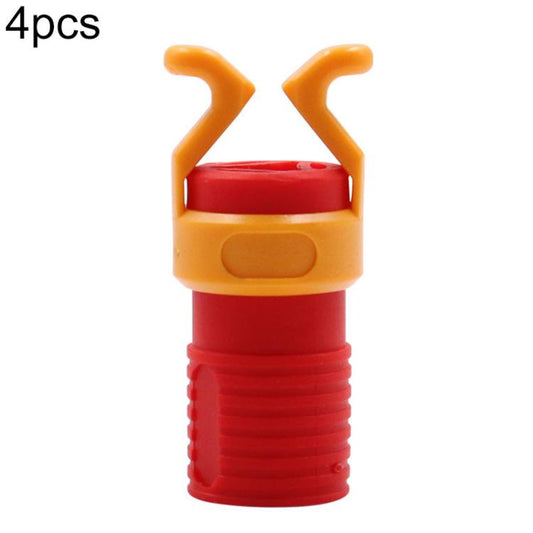 4-pack plastic screw holder clamps with red threaded grips and orange dual hook tops