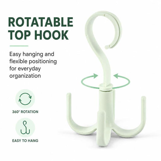 Light mint rotatable top hanger with four-prong claw arms, pivoting 360° design