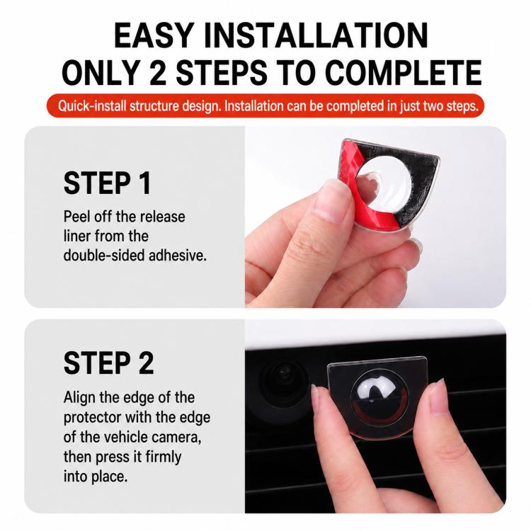 Front camera lens protective cover installation, peel-and-press adhesive cover