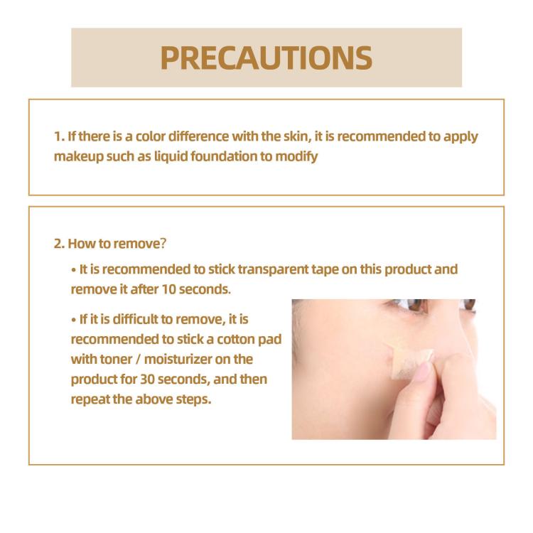Acne mark covering patch being applied to skin with fingertip