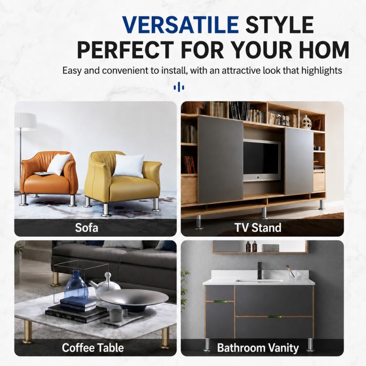 Stainless Steel B-Shaped Furniture Support Legs for Sofas and Coffee Tables, 6cm, 8cm, 10cm, 12cm, 15cm, 18cm, 20cm, 25cm, 30cm