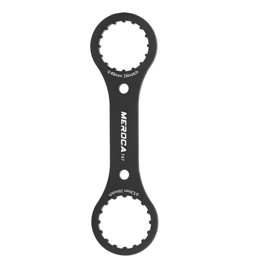 MEROCA black dual-end hollow crankset removal spanner wrench with two notched socket rims