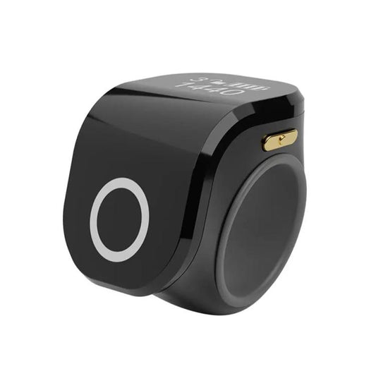 Black smart prayer ring counter with OLED touch display and adjustable band