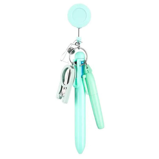 Nurse pen set with retractable badge reel, mint cap and green pen