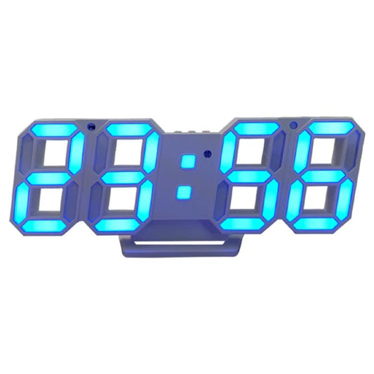 LED digital clock with gray case and blue 4-digit LED time display