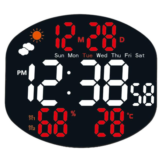 LED digital weather clock with red LED time, date, weekday, humidity and temperature