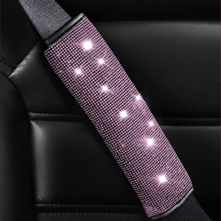 Pink diamond-studded car seat belt cover