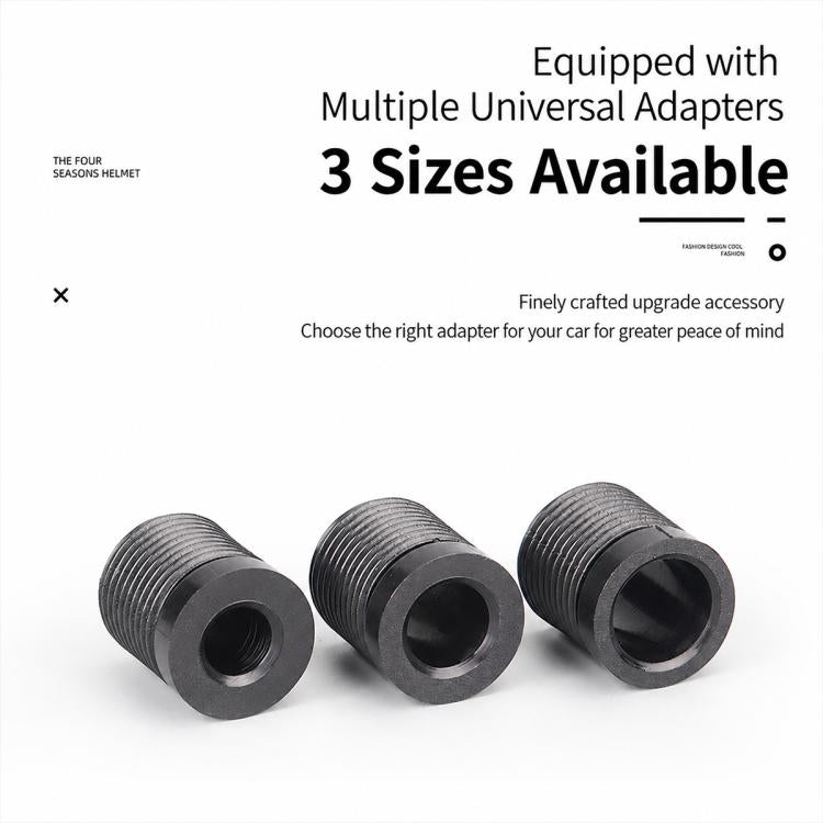 Set of three black threaded universal adapters for manual gear shift knob