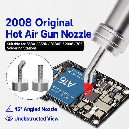 Hot air gun nozzle set with angled nozzle tip for 2008 series soldering stations