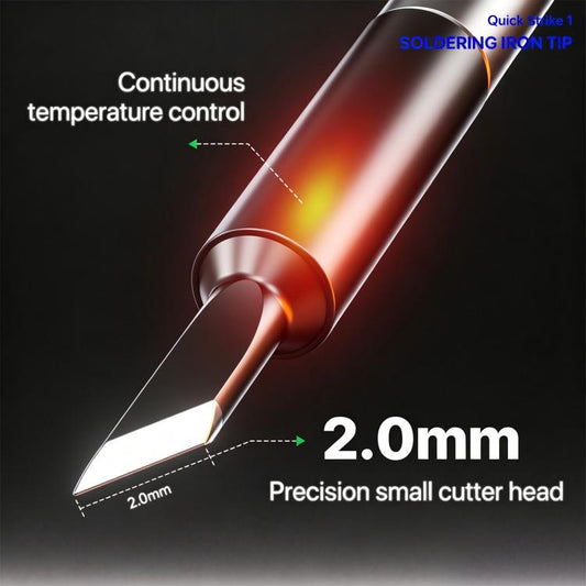 Precision small cutter soldering iron tip with 2.0 mm pointed head