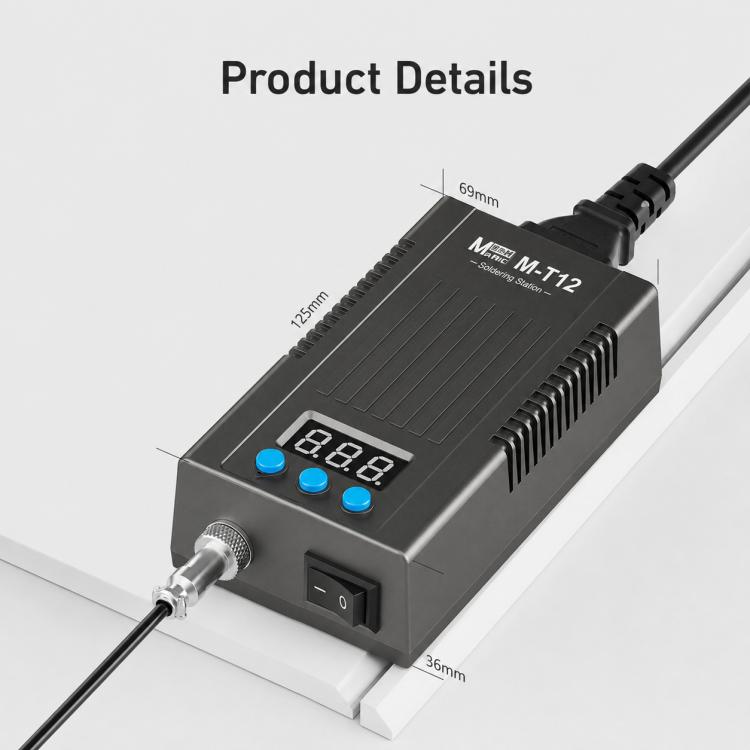 Portable soldering station with vented body and red LED temperature display
