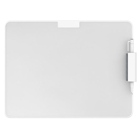 Magnetic whiteboard with clipped magnetic stylus on the right edge