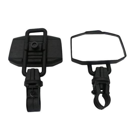 Universal UTV/ATV rearview mirror with black clamp mount and wide rectangular glass