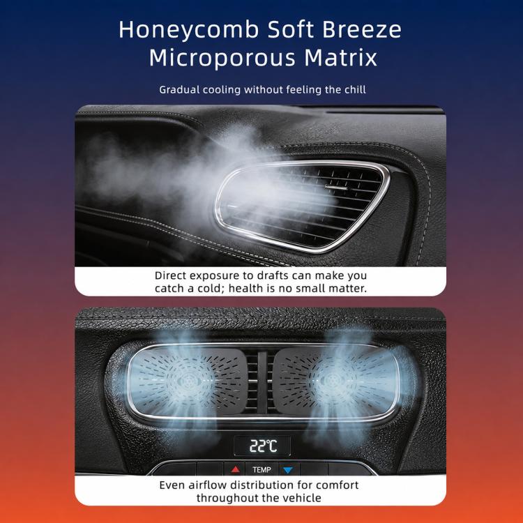 Car AC vent wind deflector with honeycomb-style micro matrix over dashboard vent