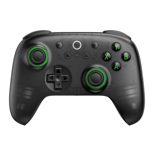 8BitDo Orion Youth wireless controller front with green joystick rings and ABXY buttons