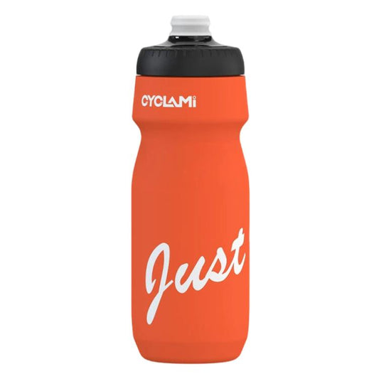 Portable squeeze water bottle, orange with clear flip-top cap