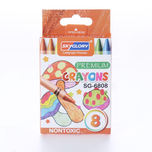 Children's oil pastel crayons set, 8 colors in mushroom crayon box packaging