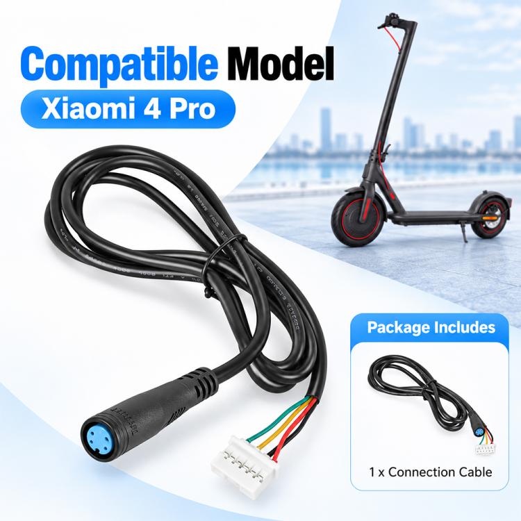 Black controller cable with blue round interface and white 5-pin plug, 130cm
