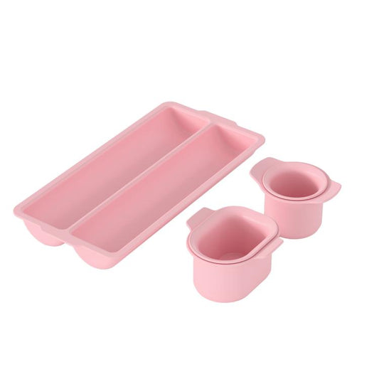 Pink lollipop cake pop mold tray set with two cup cutters and recessed channels